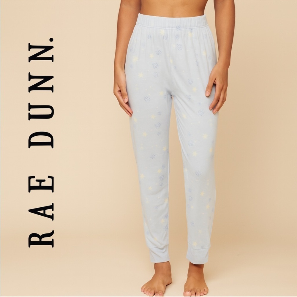 Rae Dunn Light Blue Lounge Pants PJs Pajama Luxury Sleep Size Large
